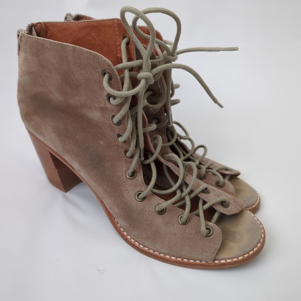 Jeffrey Campbell Cors Lace-Up Ankle Boot Womens Heels Brown‎ Suede 9 Booties - Picture 13 of 14